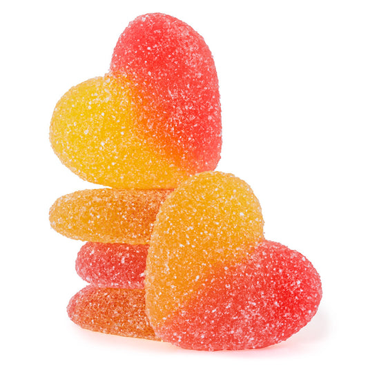 Swedish gummy peach hearts