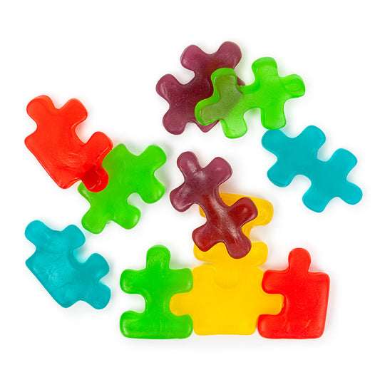 Gummy puzzle pieces
