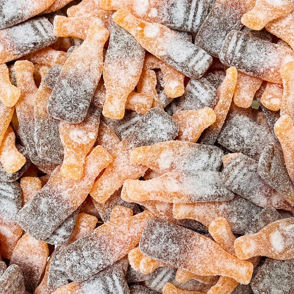 Swedish sour orange cola bottles